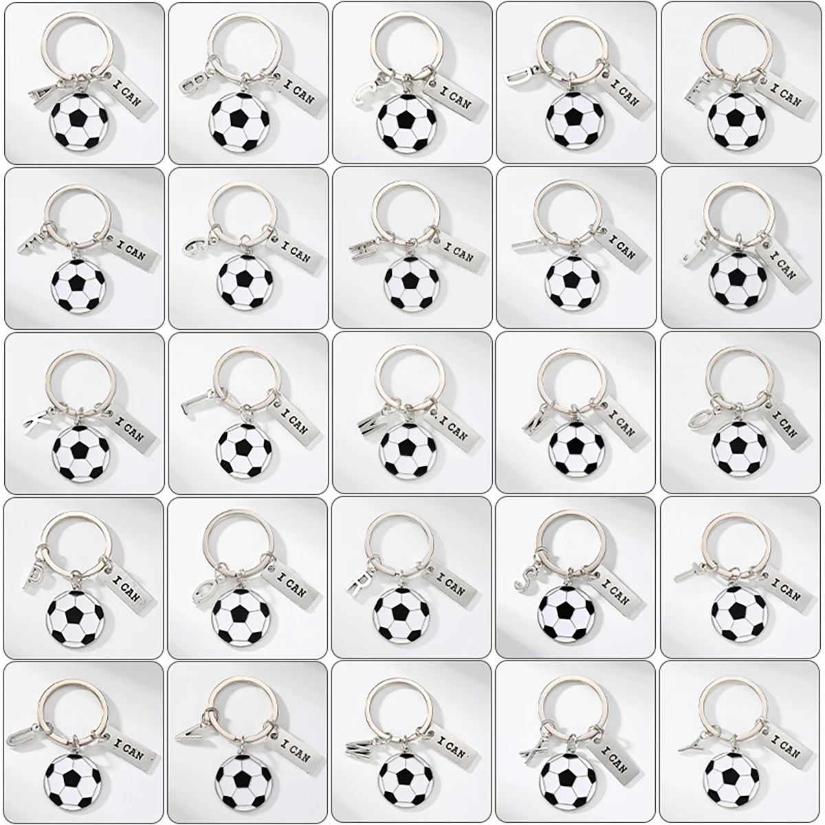 Creative and Personalized Alloy Soccer Letter Keychain Pendant as Soccer Gift for Football Enthusiasts and Athletes