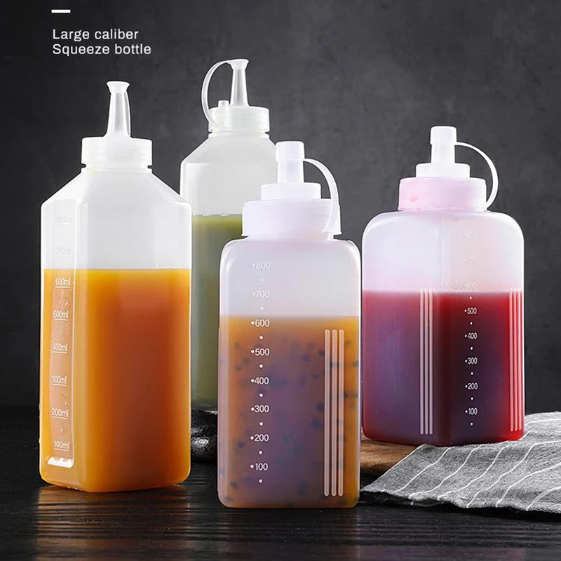 1Pcs 800/1000ML Squeeze Sauce Bottles Condiment Dispenser Large Mouth Dustproof Kitchen Seasoning Oil Bottle Outdoor Tableware