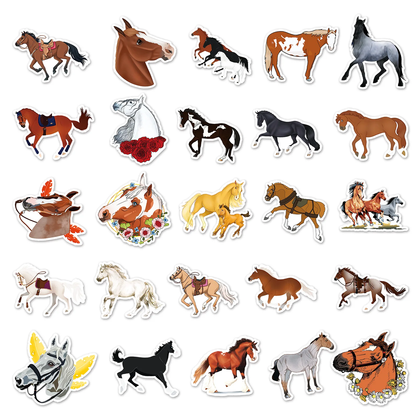 10/30/50PCS Cool Horse Stickers Aesthetic Graffiti Decals Decoration DIY Laptop Phone Luggage Fridge Car Animal Sticker Gift Toy