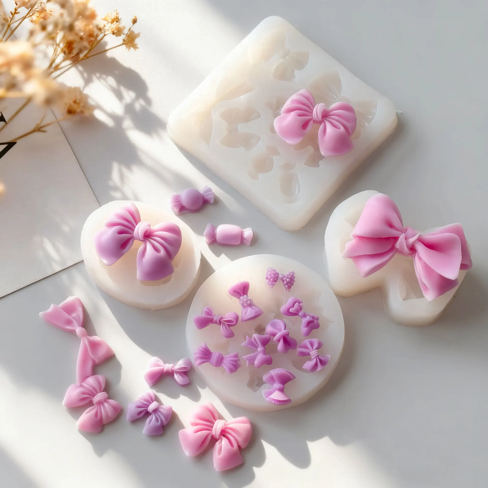 DIY Butterfly Bow Crystal Resin Ornament Mold for Aromatherapy Candle Wax Soap Craft Home Decor Gift