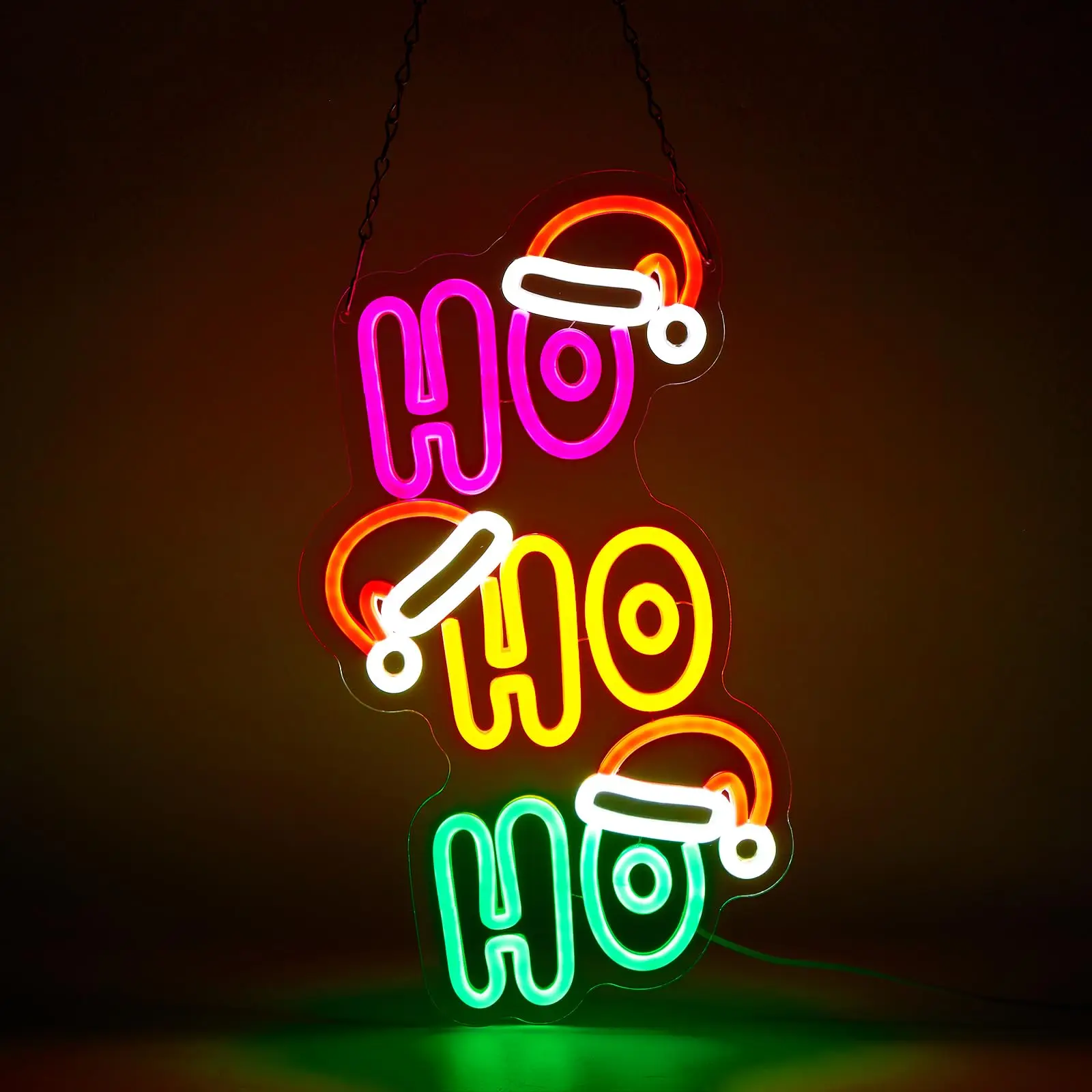

HO HO HO LED Neon Sign for Wall Decor Adjustable Brightness USB Powered Dimmable Indoor Holiday Christmas Home Party Decor