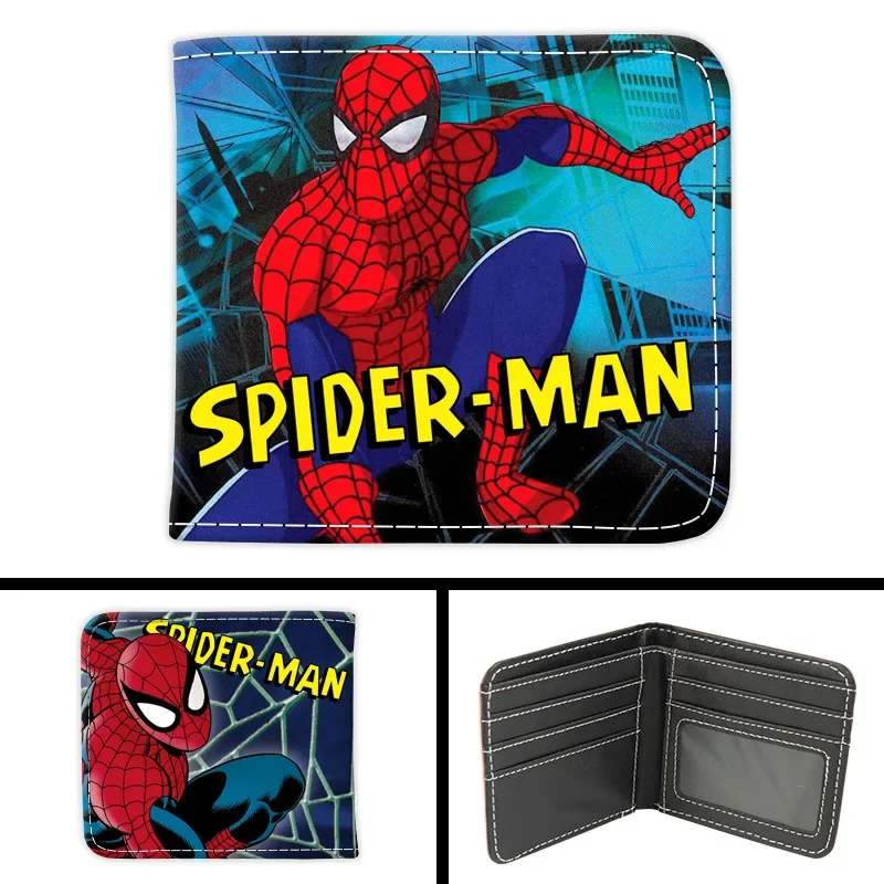 Hot Toys Marvel Avengers Spider Man Anime Foldable Wallet Men Children Bank ID Card Holder Card Clip Bag Cartoons Cosplay Gifts