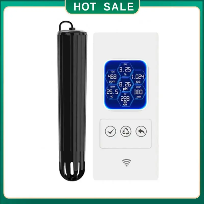 My Home 7 في 1 شاشة ذكية تعمل بالواي فاي عبر الإنترنت درجة حرارة الملح ORP الكلور Ph Tds Ec متر لحوض السمك والأسماك الاستوائية