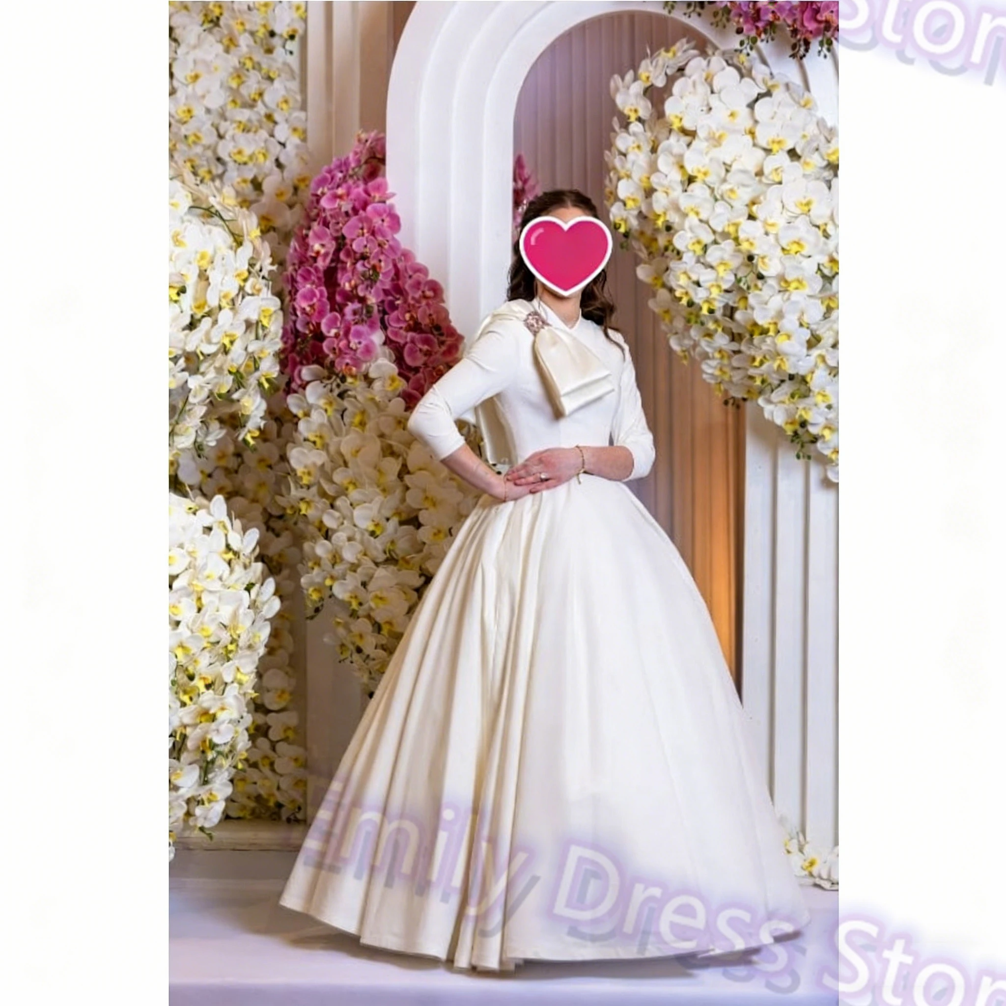 Customized Bridesmaid Evening Dress Women Satin 3/4 Sleeves High Waist Bridal Formal Ball Gowns Trend Pageant 2026 Dress
