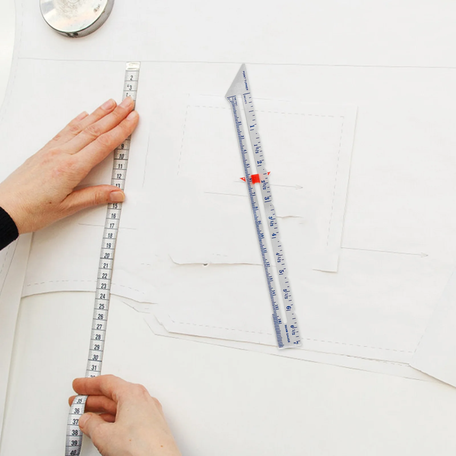 لتقوم بها بنفسك الخياطة مقياس اللحف حاكم المعادن انزلاق قياس قياس النسيج حاكم التماس صياغة اللحف أداة للخياطين الهواة #4