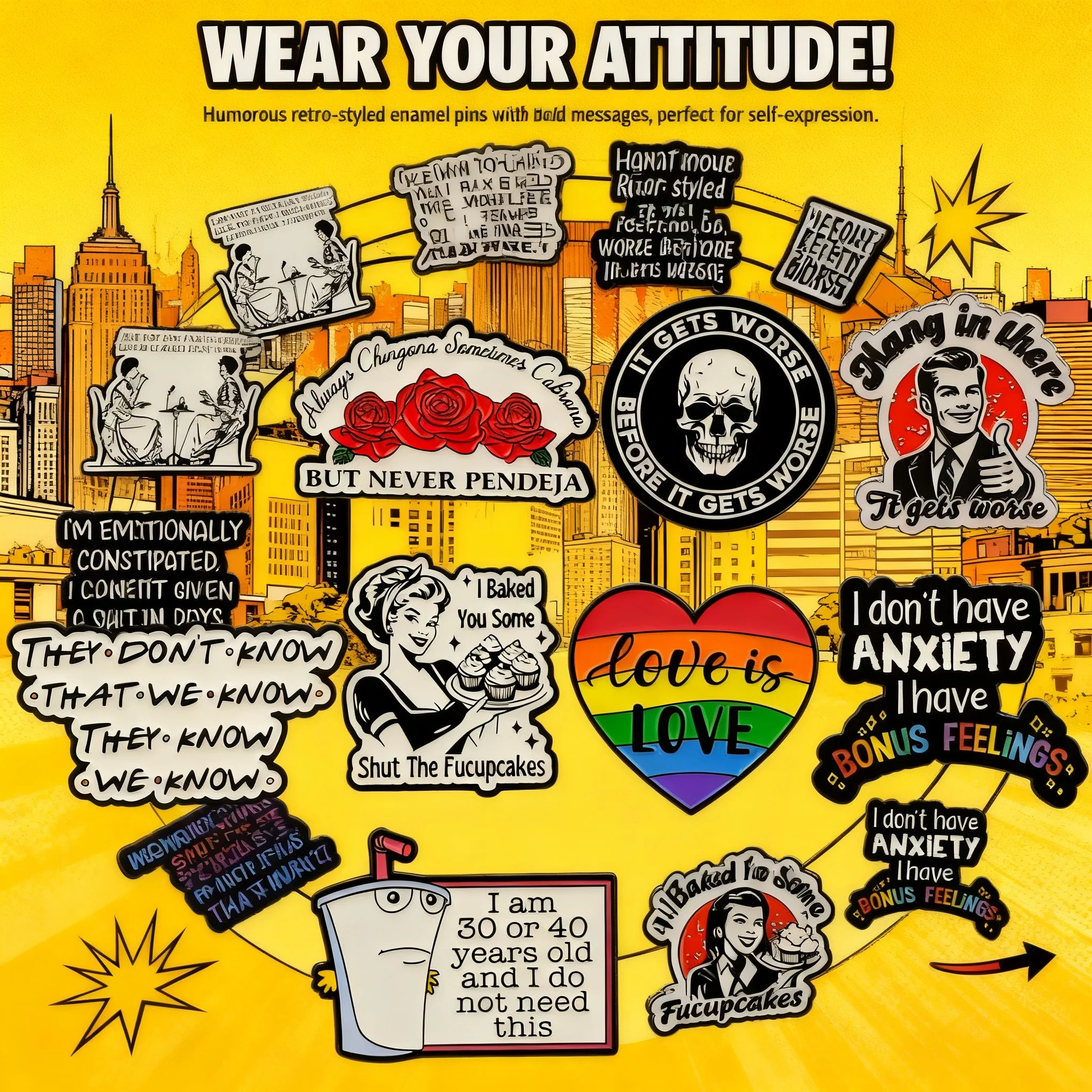 

Эмалевые значки-броши «Радуга» для женщин и мужчин, для рюкзаков, на лацканы, забавные украшения, аксессуары для косплея, игрушки, подарки, с цитатами