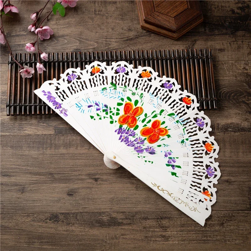 High Quality Wooden Folding Fan Ladies Hand Fan Wedding Hand-Painted Home Decorations Dance Performance