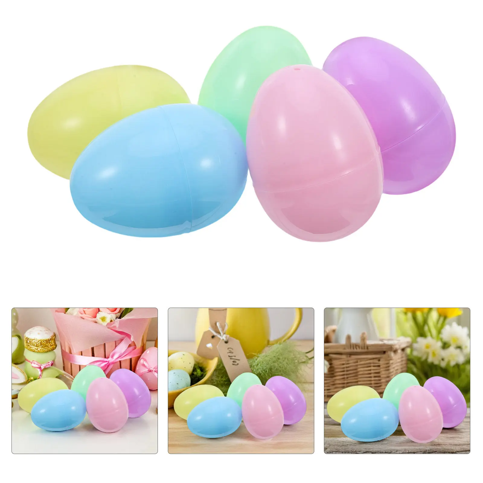 

30 шт. Набор прозрачных пластиковых пасхальных яиц для наполнения, большие, 56x78 мм, пастельные оттенки, для декораций и игр в поиски яиц, оптом