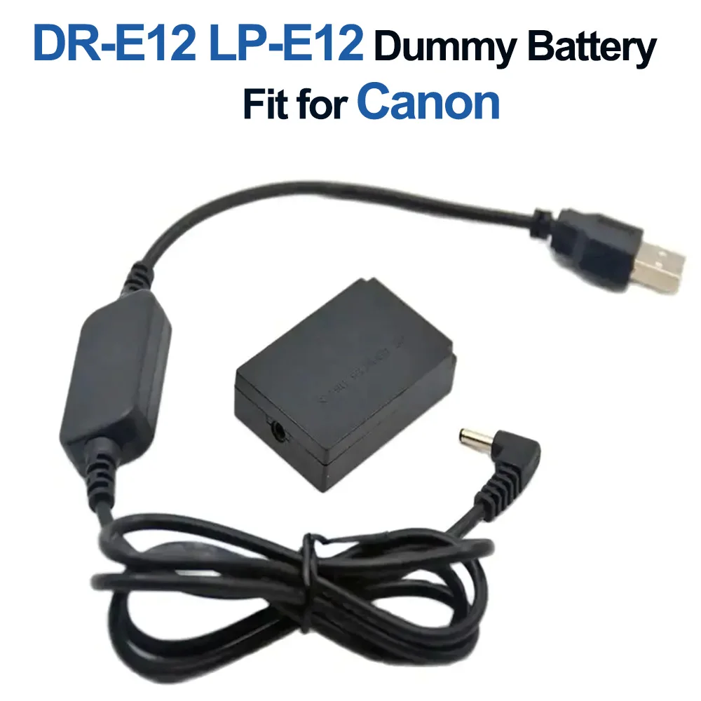 

5V USB Adapter DC Cable DR-E12 DC Coupler LP-E12 LP E12 Dummy Battery for Canon EOS M M2 M10 M50 M100 M200 Cameras