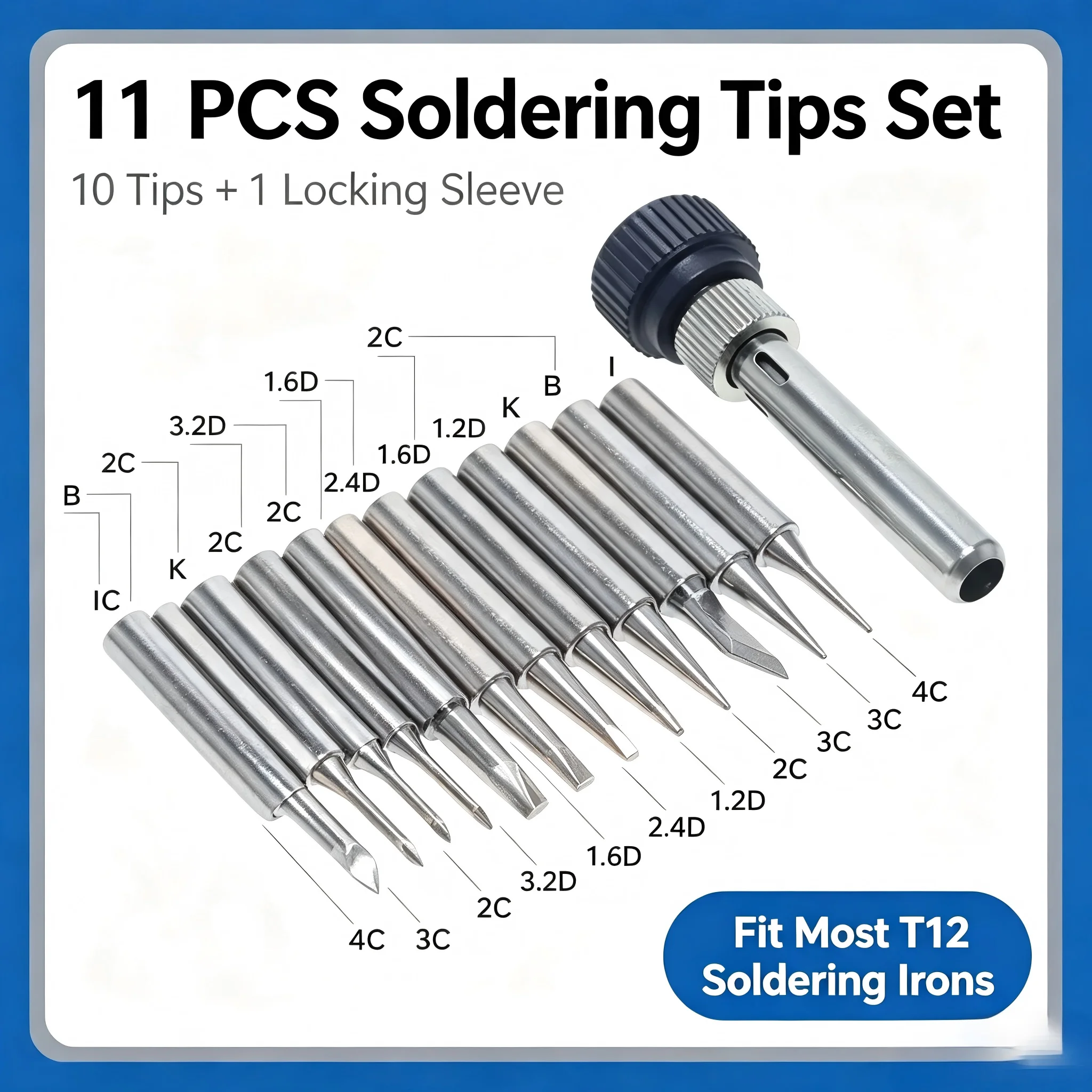10PCS 900M Lead-Free Soldering Iron Tips with Lock Sleeve Replacement Welding Tips for Soldering Station