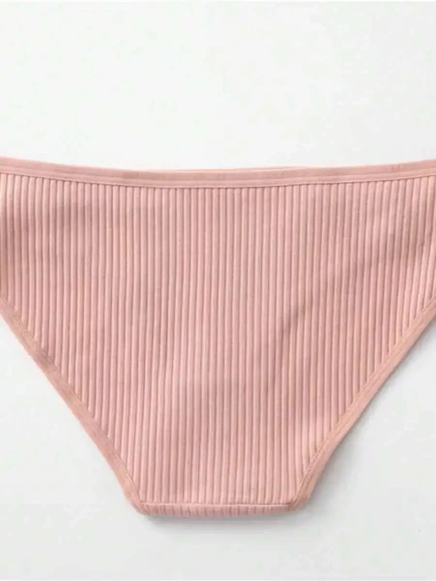 

5pcs Womens Triangle Panties Solid Color Low Waist Breathable Double Layer Crotch