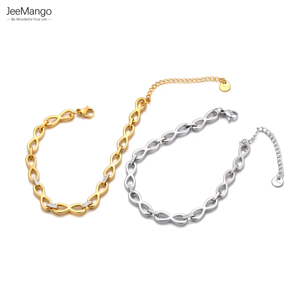 JeeMango-Bracelet à Maillons en Acier Inoxydable pour Femme, Bijoux Faits à la Main, Strass MF ite, Eternity JO& Link, SION L, JBKamp50