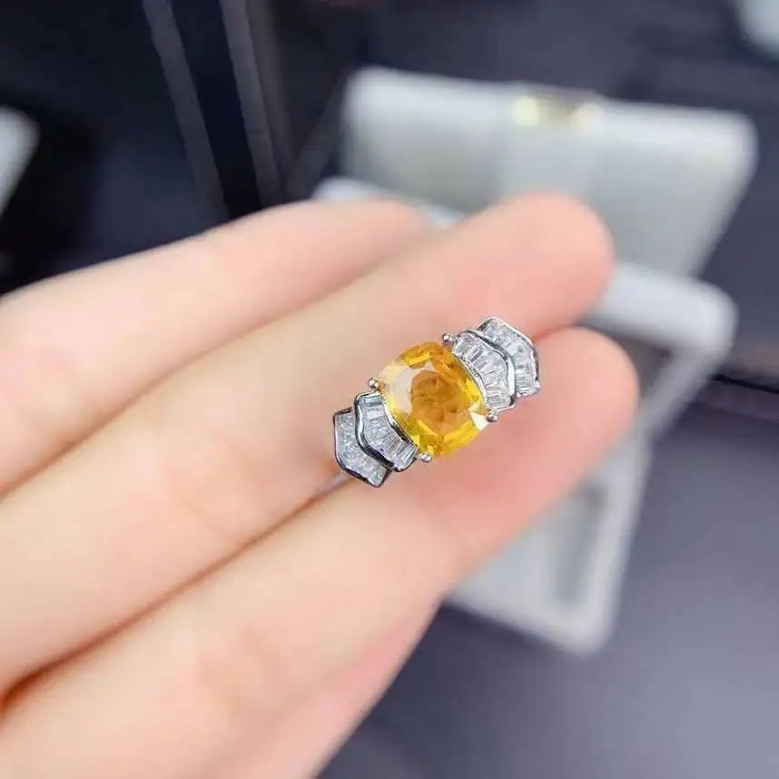 Pure Natural Yellow Sapphire Ring For Sale 925 Sterling Silver ring Fine Jewelry