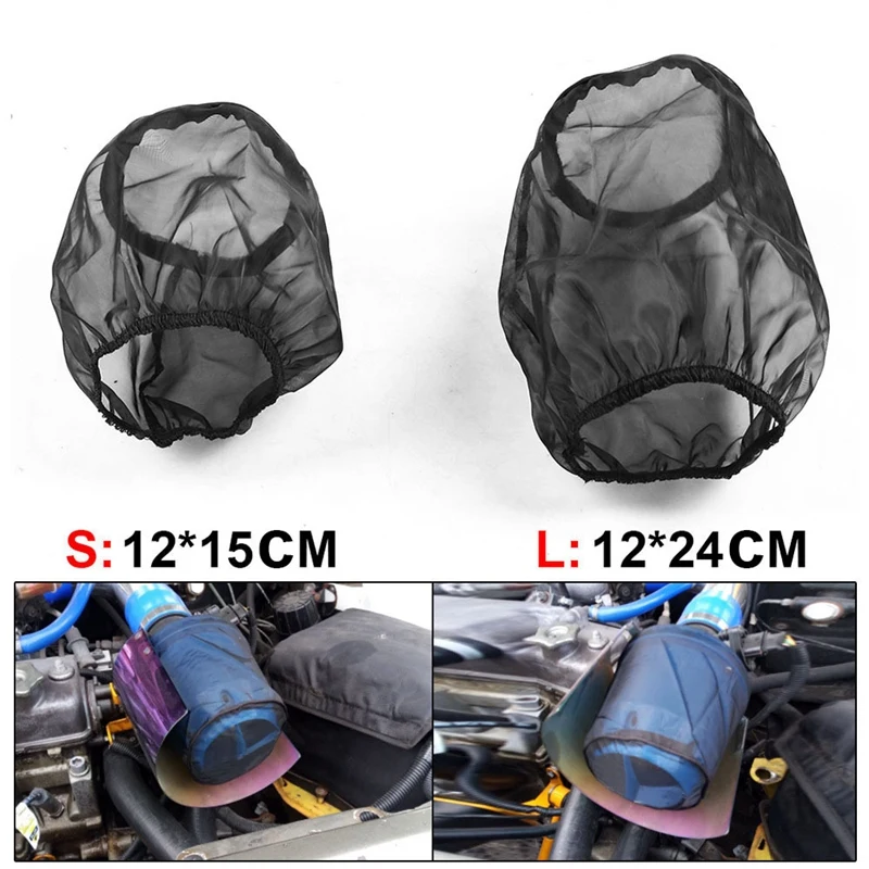 2X Universal Car Cone Air Filter Protective Cover Waterproof Oilproof Dustproof For High Flow Air Intake Filters 15X12cm