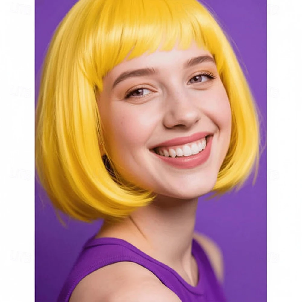 

HAIRJOY Synthetic Hair Carnival Wig Short Straight Bob Festival Wig Mardi Gras Parade Cosplay Costume Hair for Women