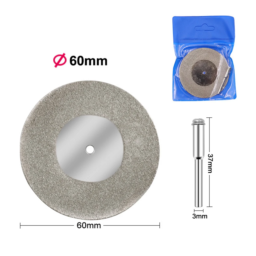 1pcs 40/50/60mm Diamond Cutting Discs Cut Off Mini Saw Blade With Connecting 3mm Shank For Drill Fit Rotary Tool