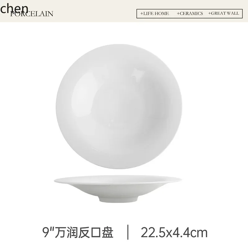 Household Dinner Plates Chinese Style Pure White Ceramic Tableware High-End Niche Large Size