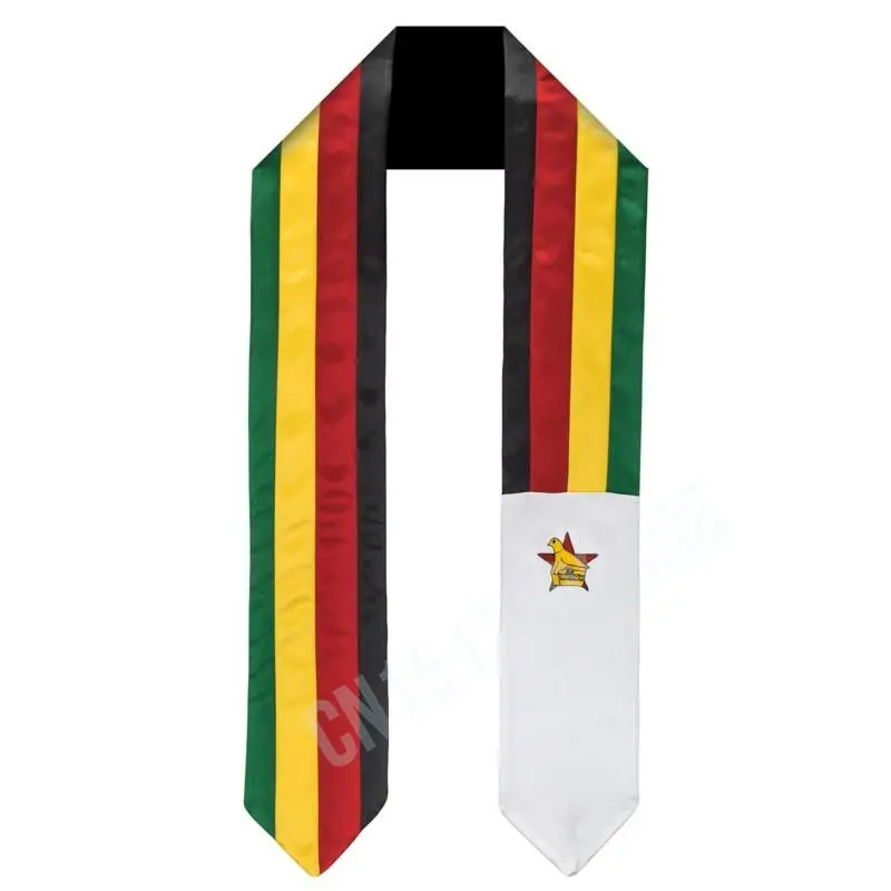 

Zimbabwe Flag Scarf Top Print Graduation Sash Stole International Study Abroad Adult Unisex Party Accessory