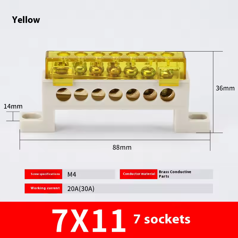 Zero wire terminal 3/4/5/6/7/10-Hole Distribution Box Terminal Block dustproof Ground Copper Bar Bridge type Busbar With cover - Image 21