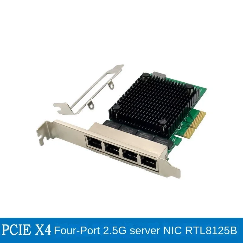 

4 Ports PCIe 2.5 Gigabit RJ45 Lan 10/100/1000/2500Mbps Realtek 8125b Chip Quad Port Server Gigabit Network Card 2.5G Ethernet