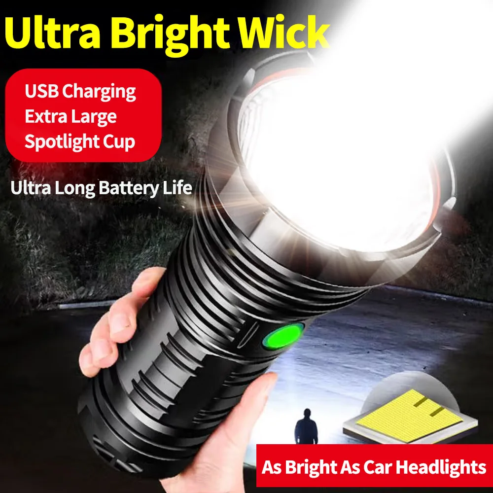 高出力充電式led懐中電灯-強力な光-長距離超高輝度非常灯-屋外戦術用懐中電灯-作業灯