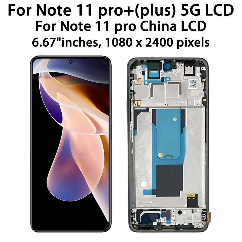 Screen for Xiaomi Redmi Note 11 Pro+ 5G 21091116UG LCD Display Screen Touch Digitizer for Redmi Note 11 Pro (China) 21091116C