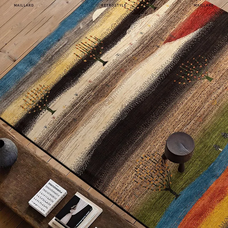

Vintage Advanced Living Room Carpet Colorful Light Luxury Bedroom Rugs Fashion Creative Art Large Area Sofa Coffee Table Mats 러그