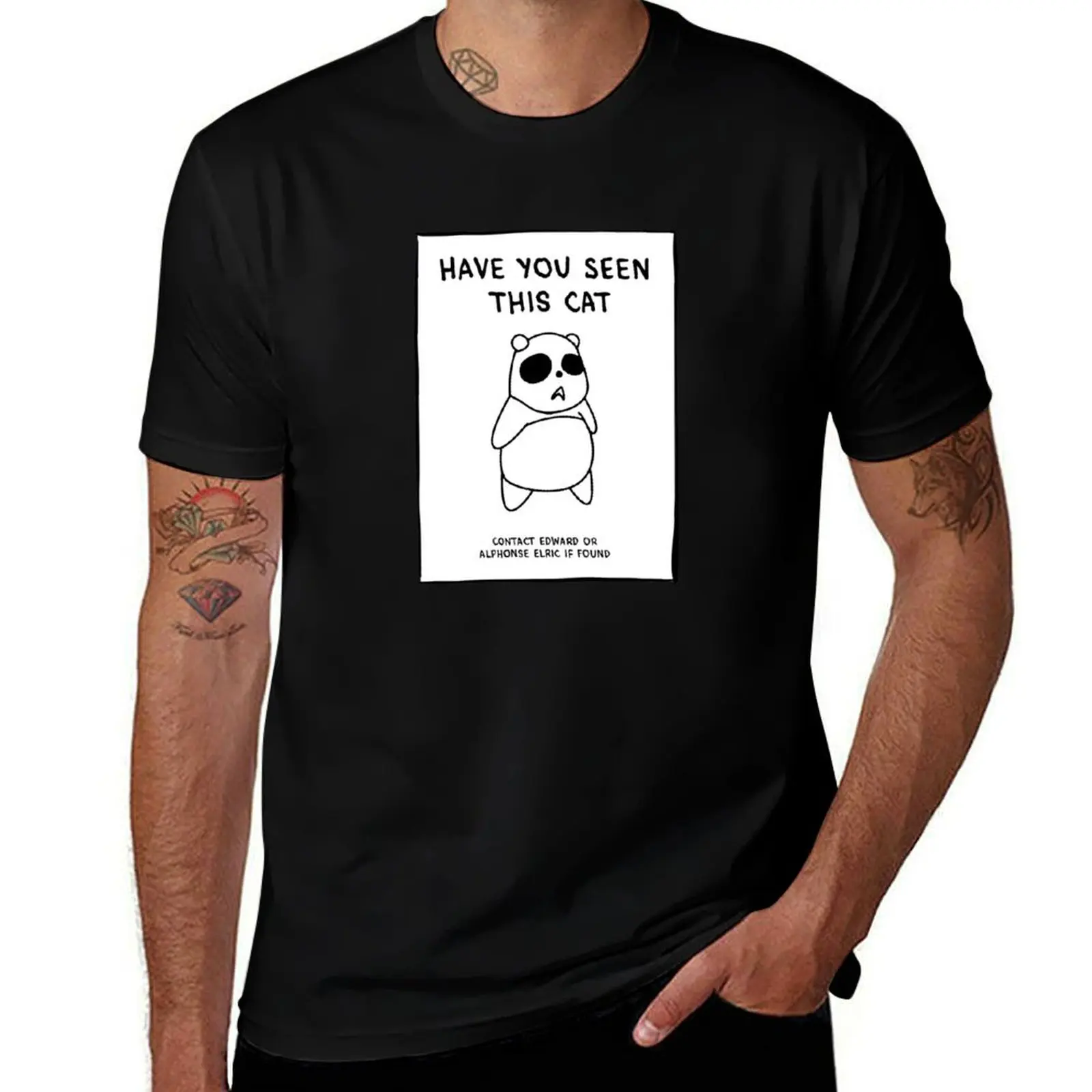 have you seen this cat? - funny full metal alchemist design T-Shirt Graphic Print Short Sleeve T-Shirt