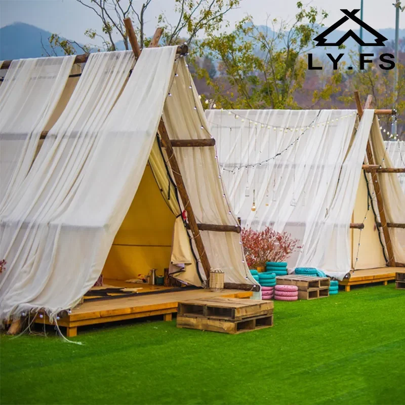 Solid Wood Pyramid Tent Clock Gauze Landscaping Decor Four Seasons Universal Camping Homestay Garden Ornament Vintage Style
