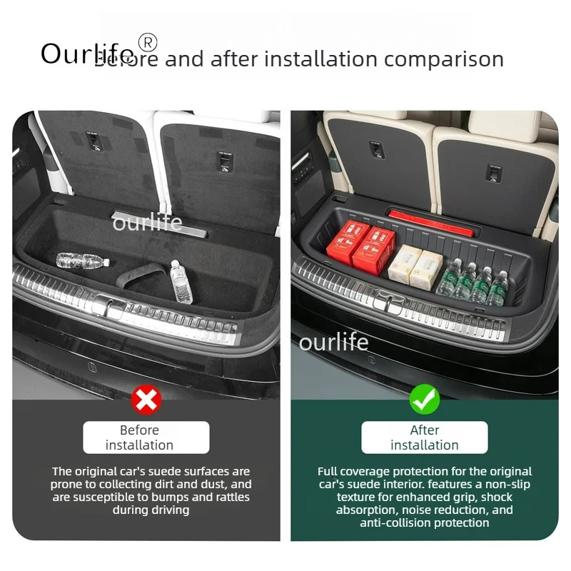 Rear Trunk Lower Storage Box ABS Waterproof Trunk Organizer Tray For Li L9 Livis Ultra 2026 2027 Interior Stowing Accessories