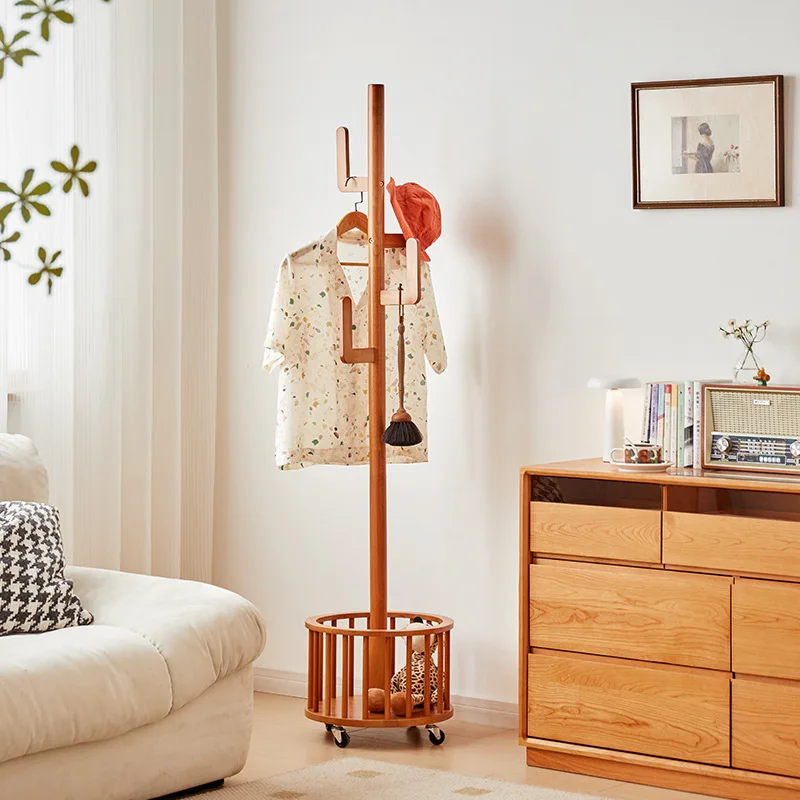 

Вешалка от пола до потолка Вешалка для спальни из цельного дерева Корзина для грязной одежды Корзина для хранения одежды Простая вешалка для одежды Напольная стойка