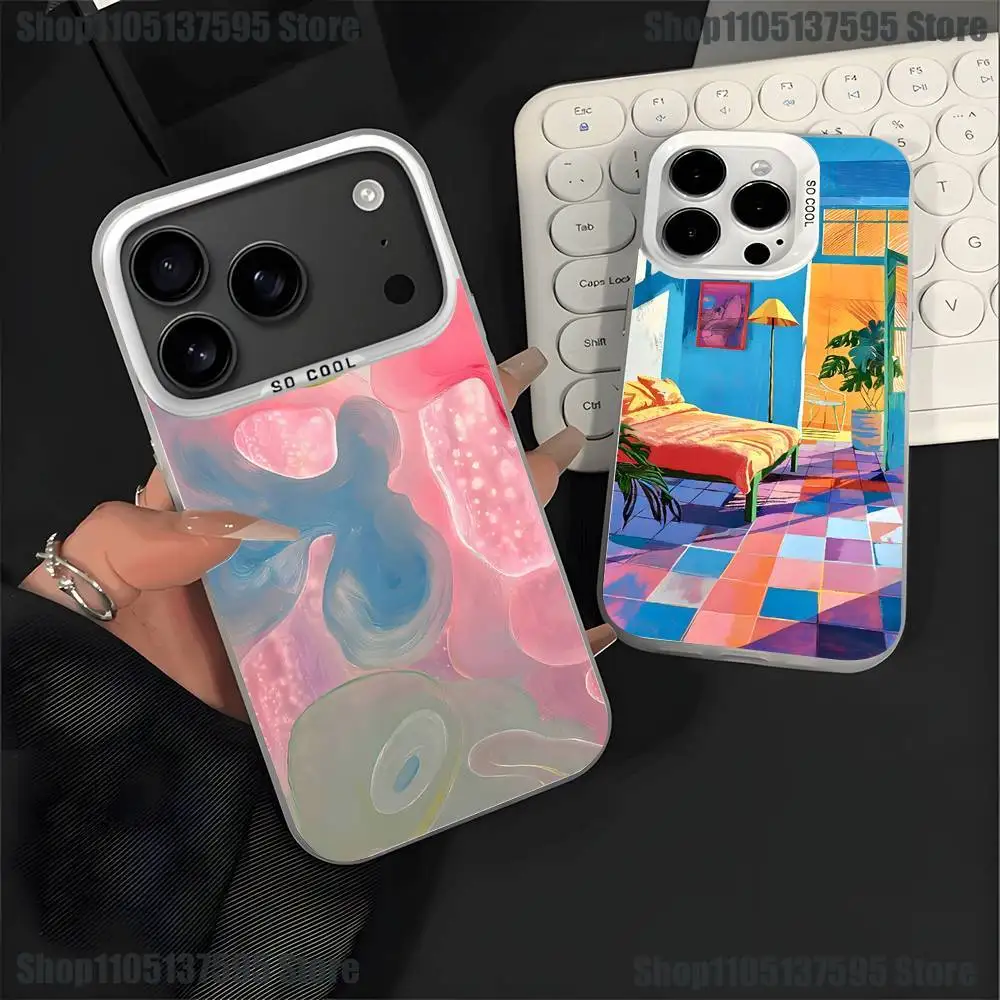 

David Hockney Art Phone Case For iPhone 17,16,15,14,13,12,11,Pro,XS,Max,Plus,Mini,SE4,E White Matte Shockproof Cover