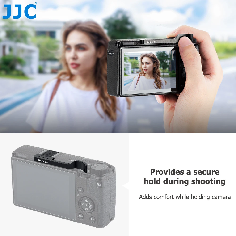 JJC Thumbs-Up-Grip para Ricoh GR III IIIx GR3x GR3 HDF Camera Hand Grip con cubierta de zapata caliente, accesorios para cámaras
