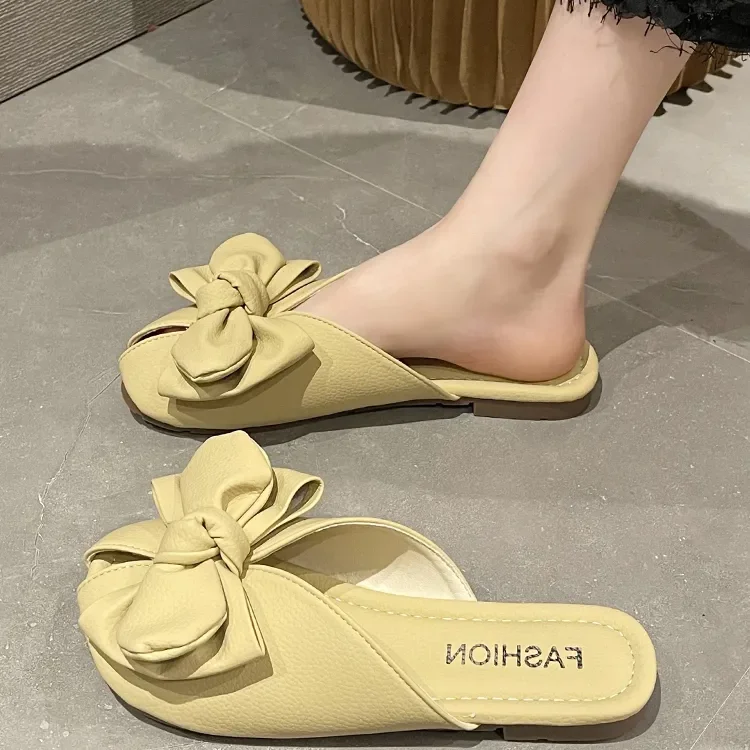 Sandalias de Verano con Nudo para Mujer, Nuevas Sandalias Planas con Boca de Pescado para Uso en Exteriores con Faldas, Estilo Coreano