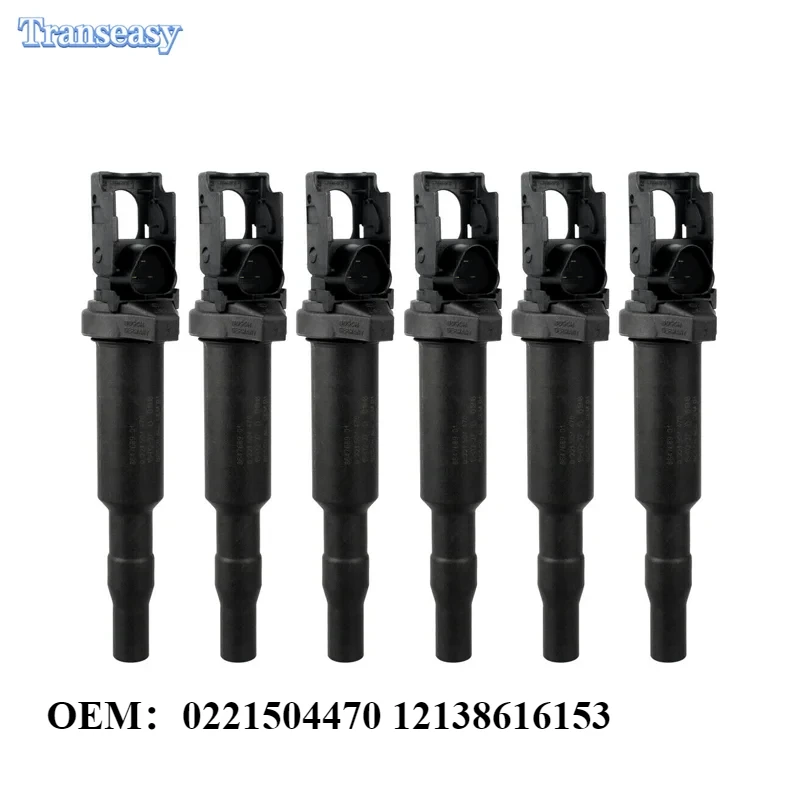 

6PCS 0221504470 12138616153 Ignition Coils For Bosch Fits For BMW 325 530 535 X3 C1795 C1826 12137594596 12137571643