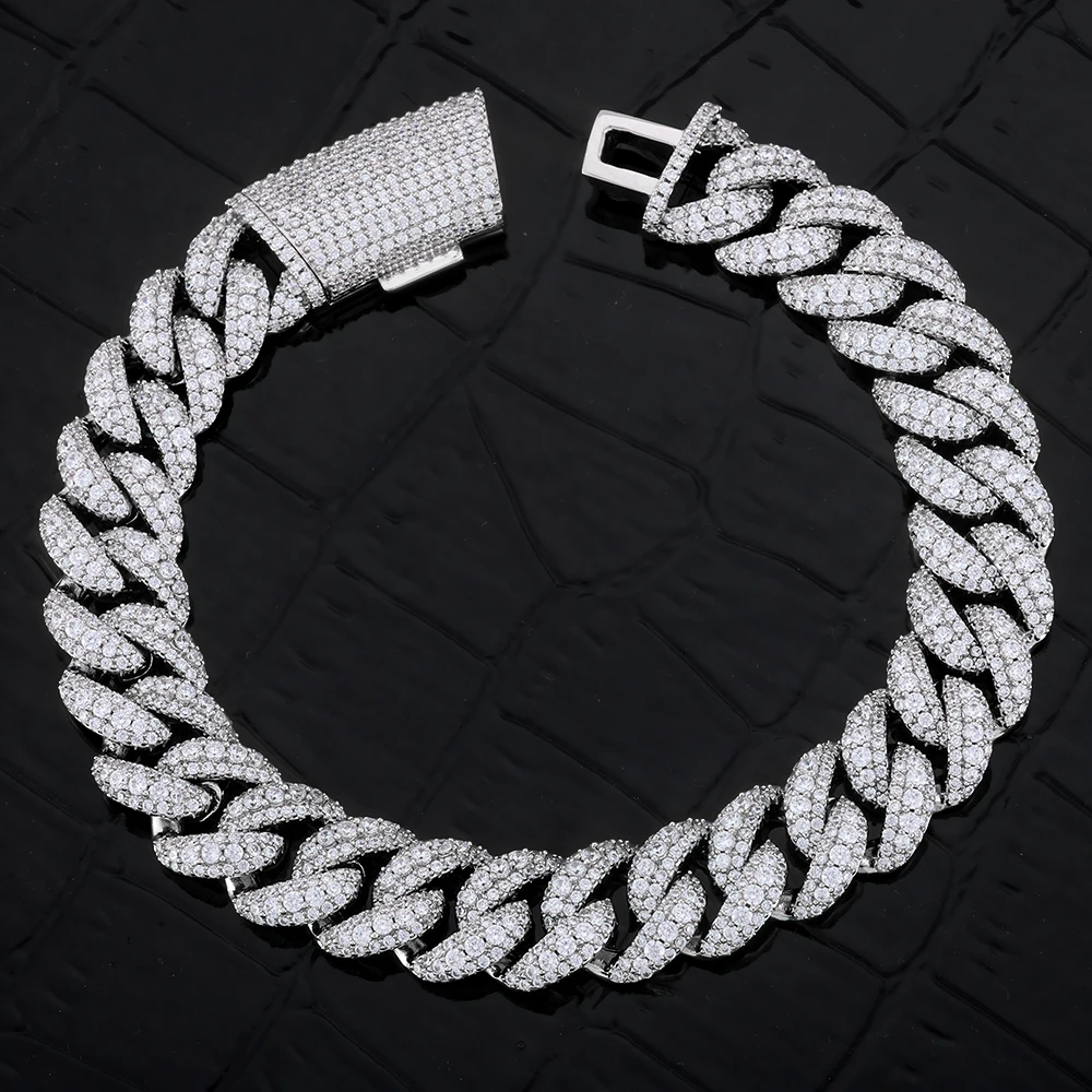 

HHIOK Custom 11-миллиметровый изысканный кубинский браслет из латуни с 3 рядами цирконов, сверкающий, в стиле хип-хоп, для мужчин и женщин, подарки-украшения