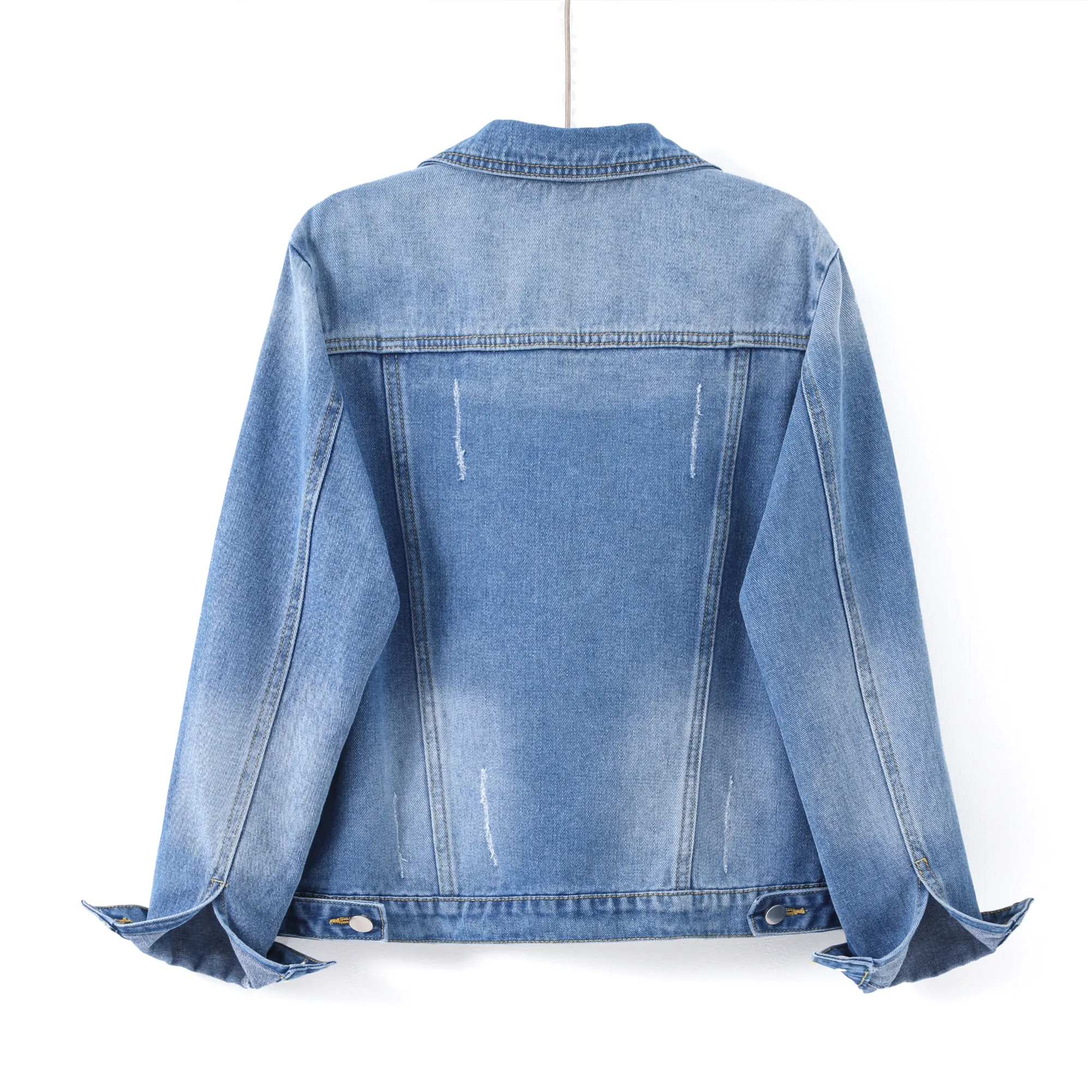 Women Cropped Denim Jacket Slim Fit Versatile Long Sleeve Jean Coat Casual Outerwear Tops For Spring Autumn Daily Streetwear