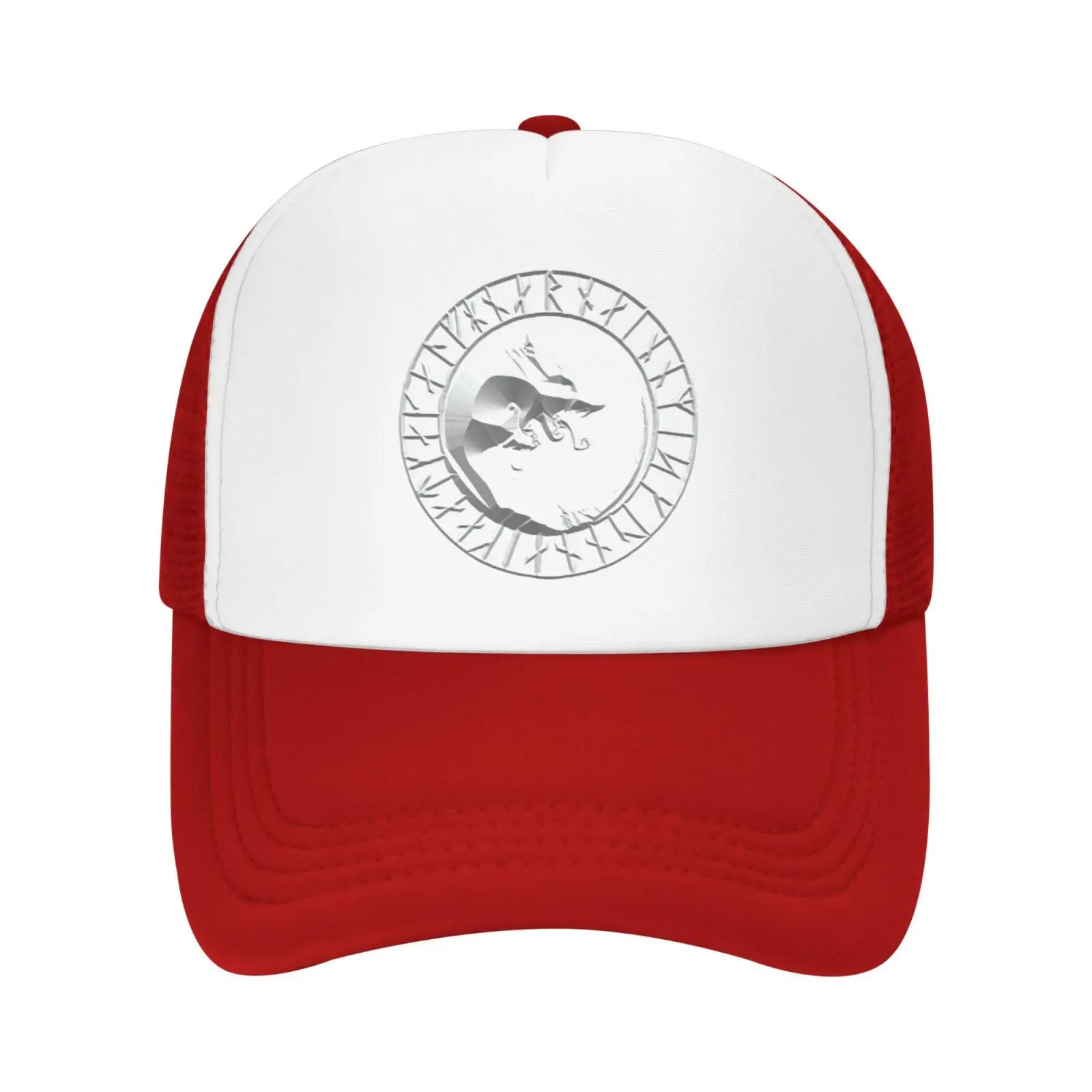 Viking Norse Wolf Trucker Hat - Mesh Baseball Snapback Cap for Men Or Women Outdoors Red