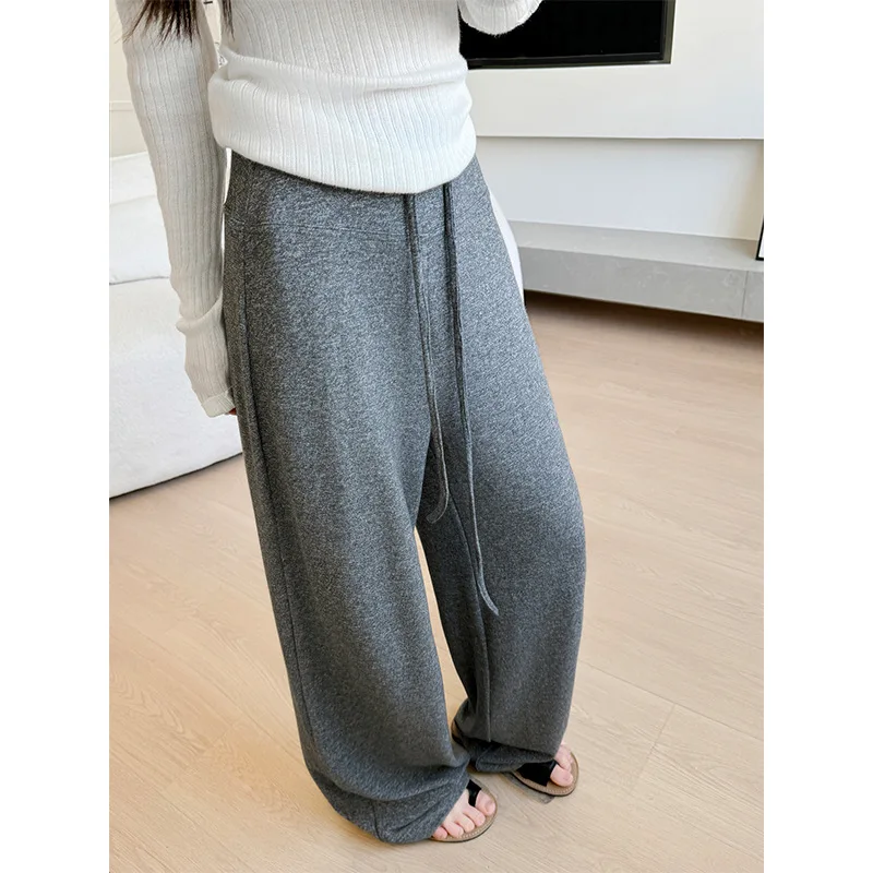 

Женские трикотажные широкие брюки в горизонтальную полоску2025Новые женские брюки Весенне-осенние утягивающие спортивные брюки Ленивые повседневные брюки