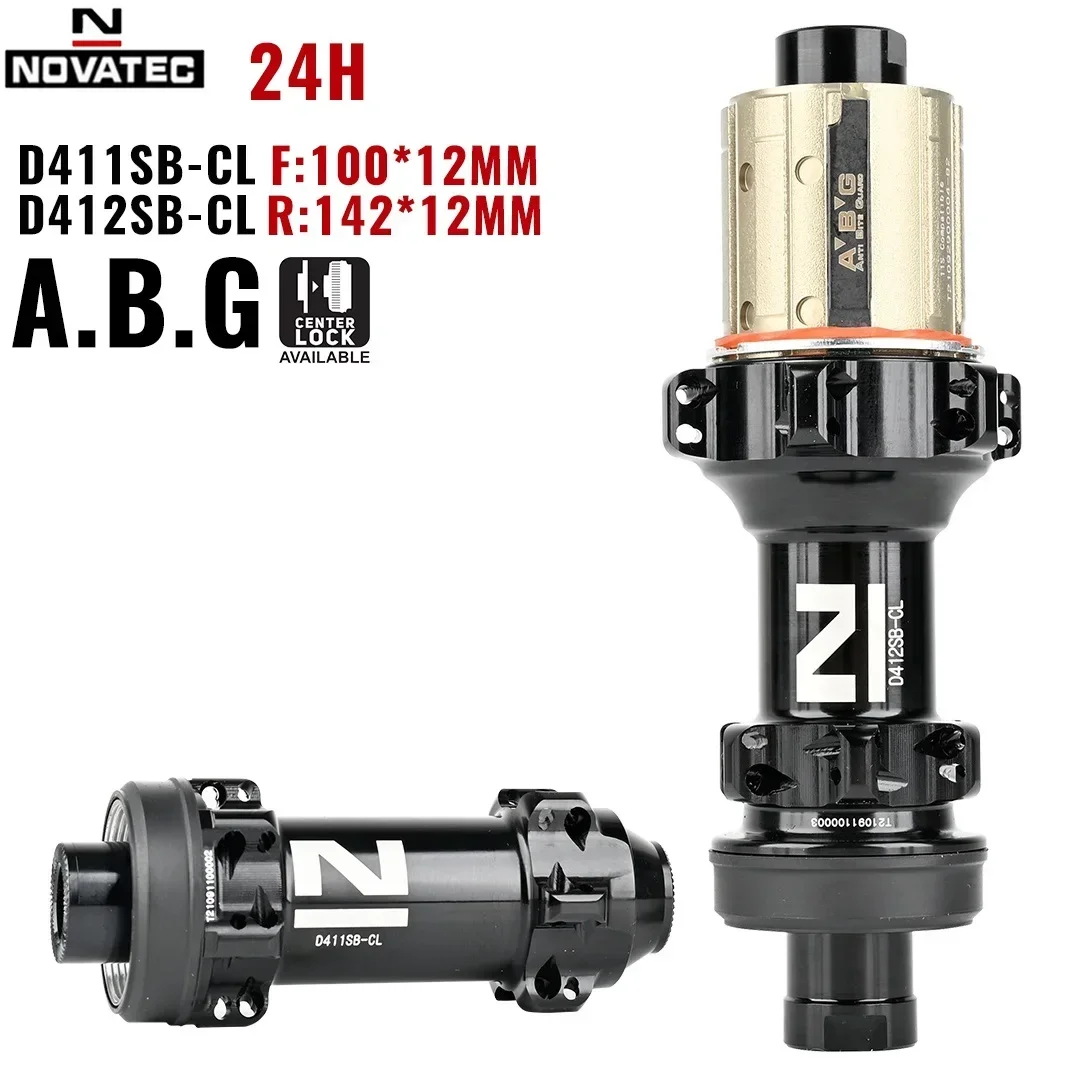 NOVATEC D411SB-CL D412SB-CL 24 holes Road Bike Center Lock Hubs Thru Alex 100x12 142x12MM A.B.G Freehub Bicycle Hub For SHIMANO