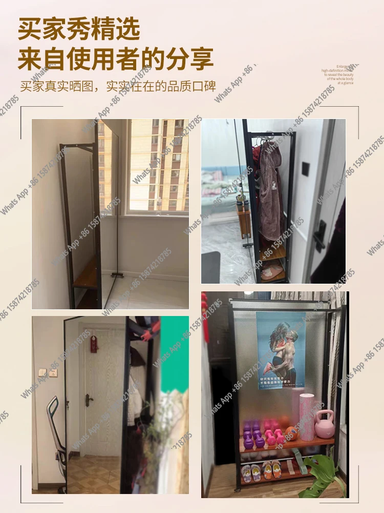 Mobile full-body mirror, coat rack, shoe cabinet, integrated dance mirror, home living room hanger with mirror, rotatable whole