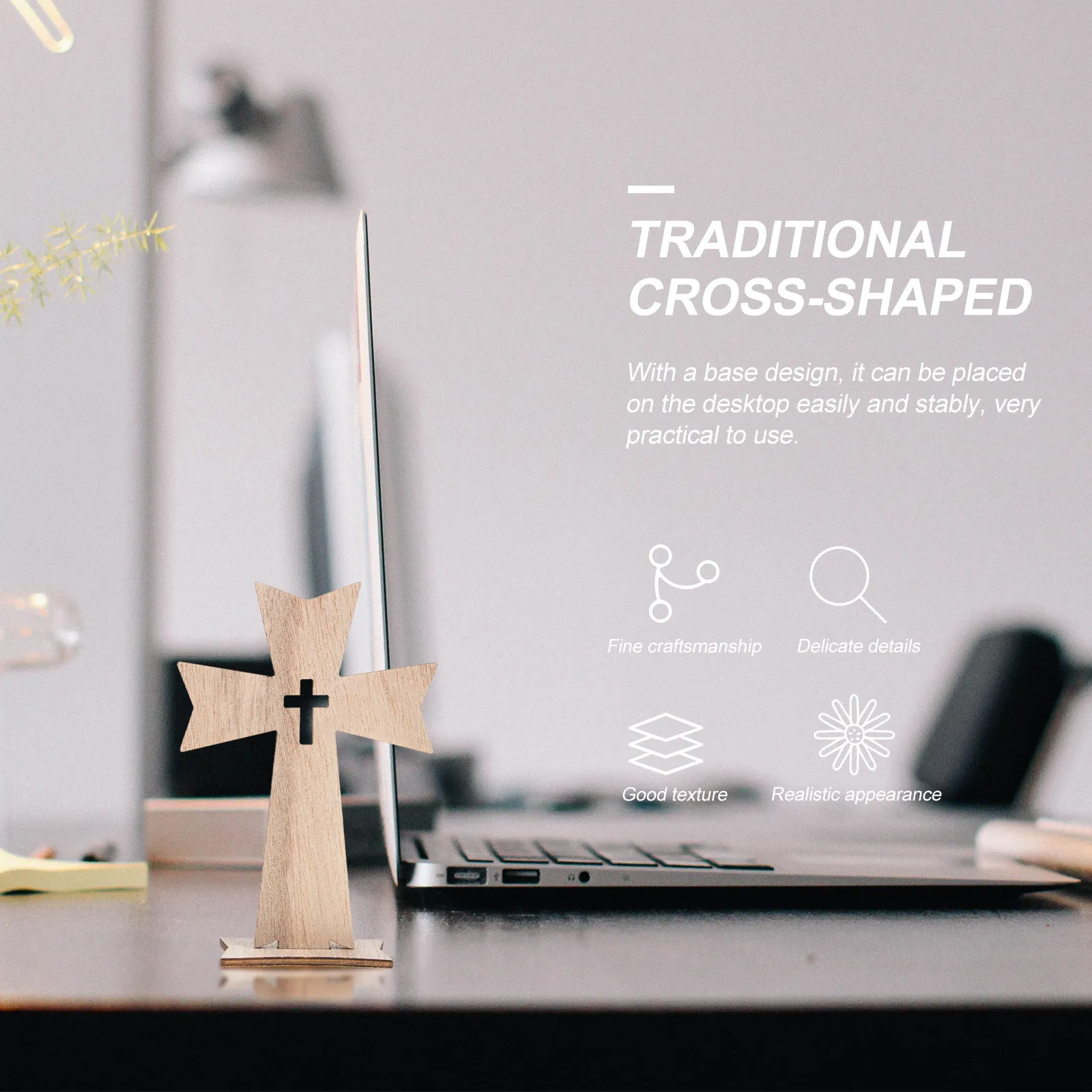 

20Sets Wood Standing Cross Ornament Traditional Decor for Living Room Bedroom Desk Desktop Space Saving Decor