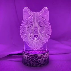 Animal Wolf 3D LED Nightlights Colorful Wolf Design Table Lamp teen wolf Illusion Battery operated Lights Bedroom Modern Decor