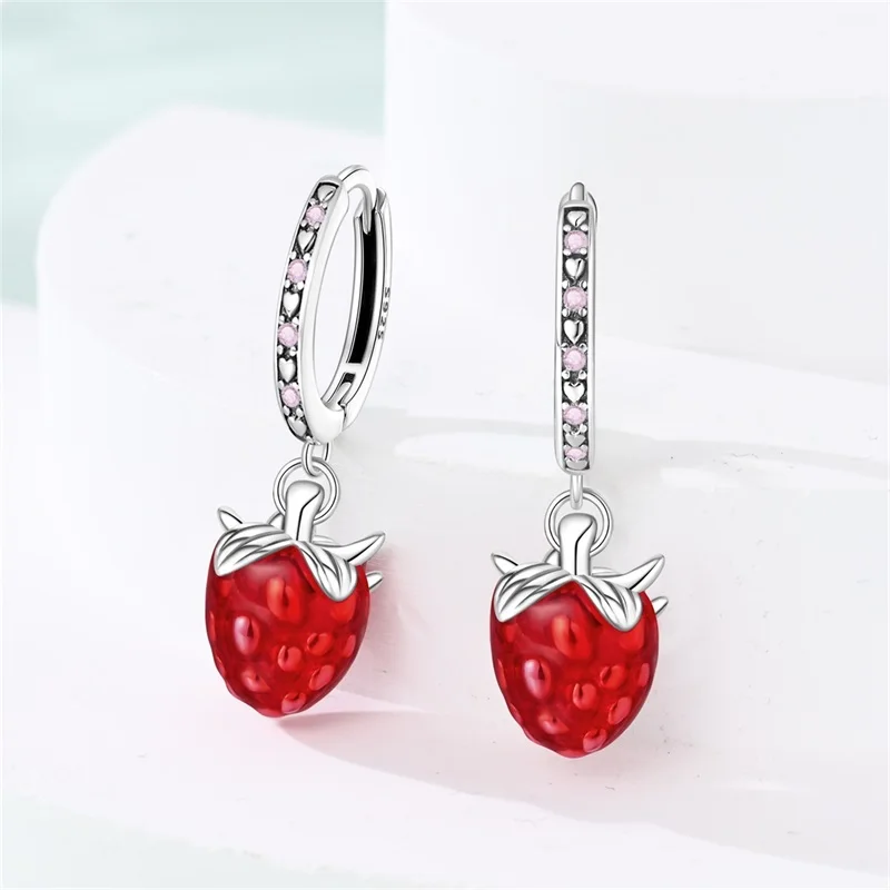 New Original 925 Sterling Silver Earring Raspberry Hoop Earrings For Women Exquisite Wedding Engagement Jewelry Gifts