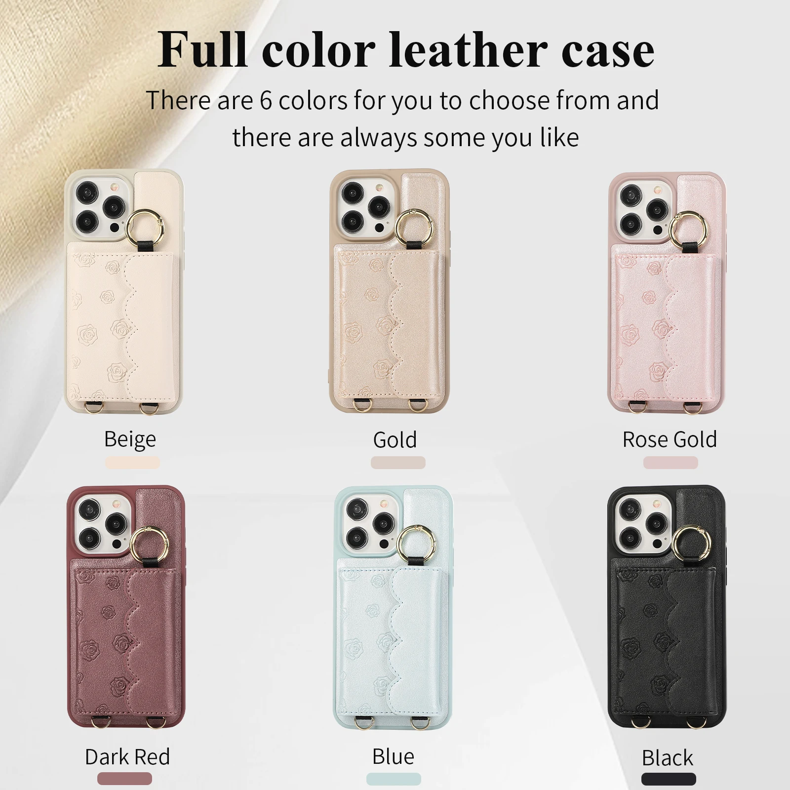 Minimalist Rose Wallet Card Case Insert Phone Case for IPhone 15 14 13 12 11 PRO MAX PLUS  Diagonal Span Protective Case