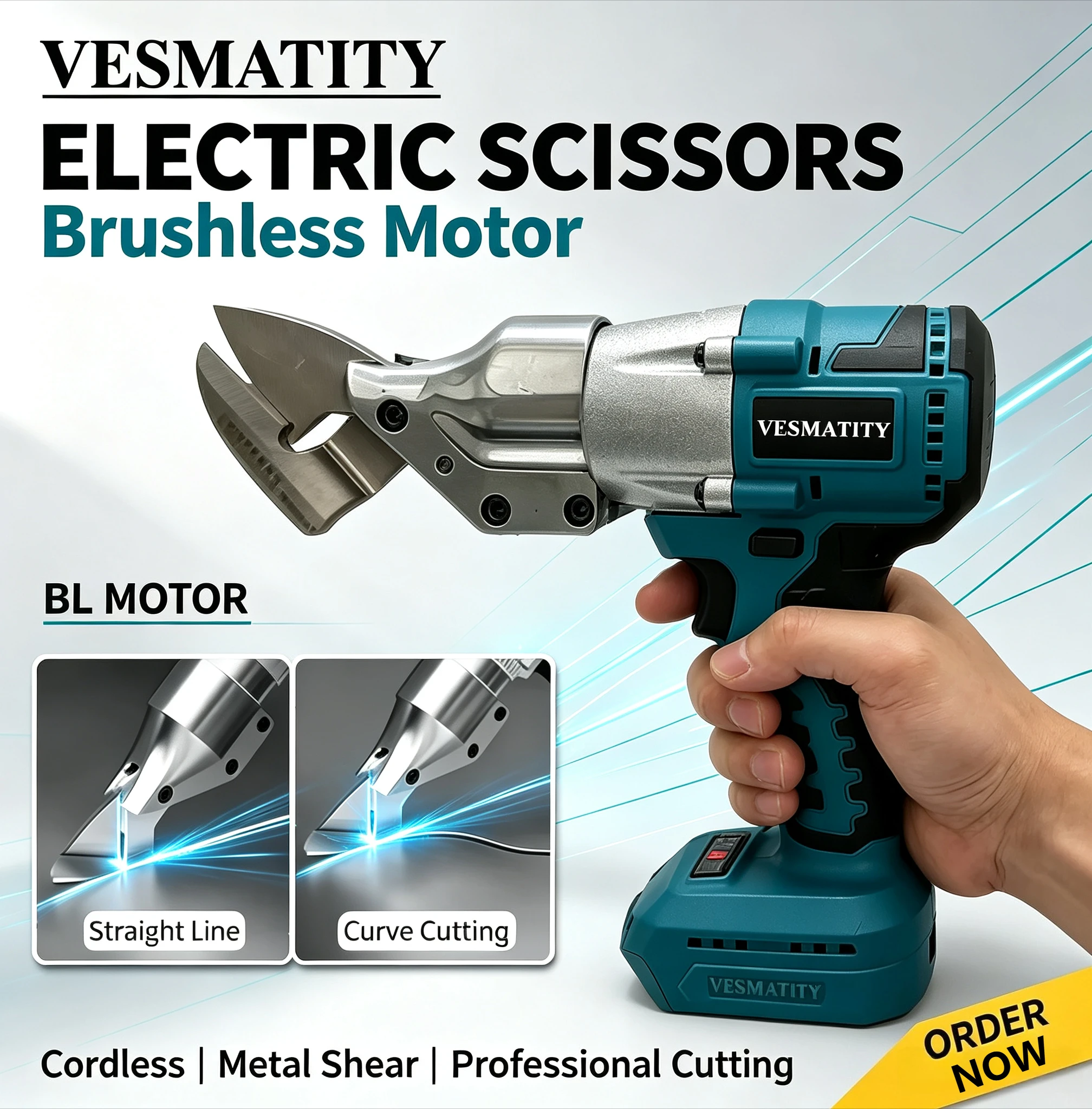 Electric Scissors Rechargeable Cordless Iron Sheet Scissors Cutting Tools Metal Sheet Shear For 18V-20V Battery