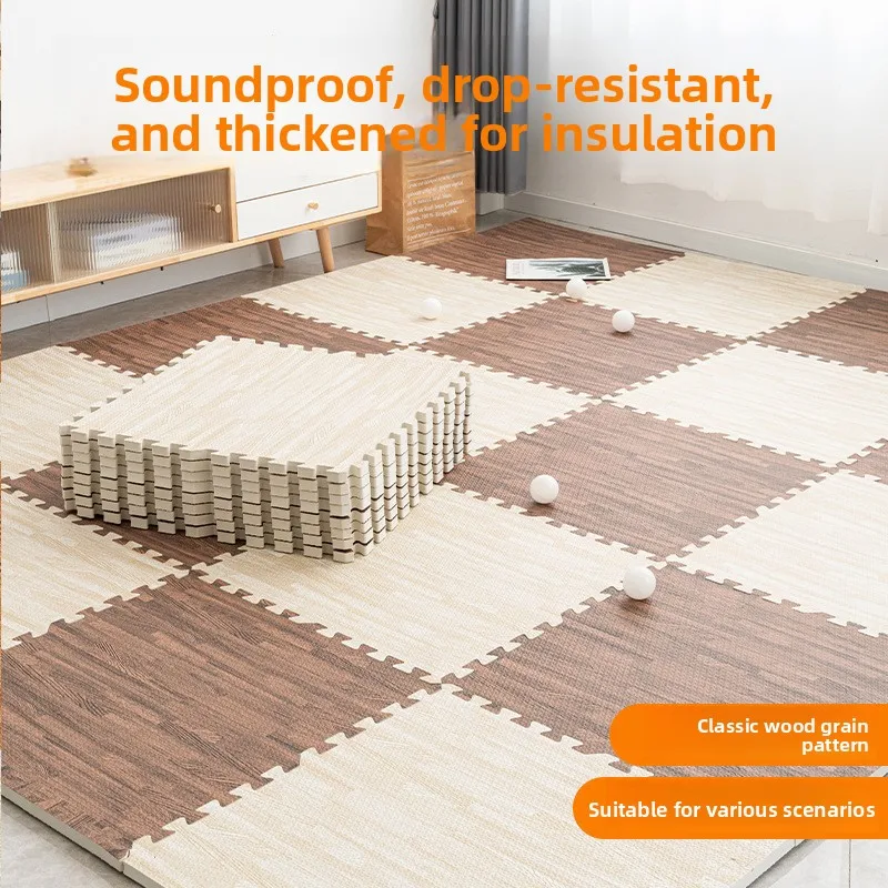 10 Pcs Wood Grain EVA Foam Interlocking Floor Tiles Non-Toxic Waterproof for Gym
