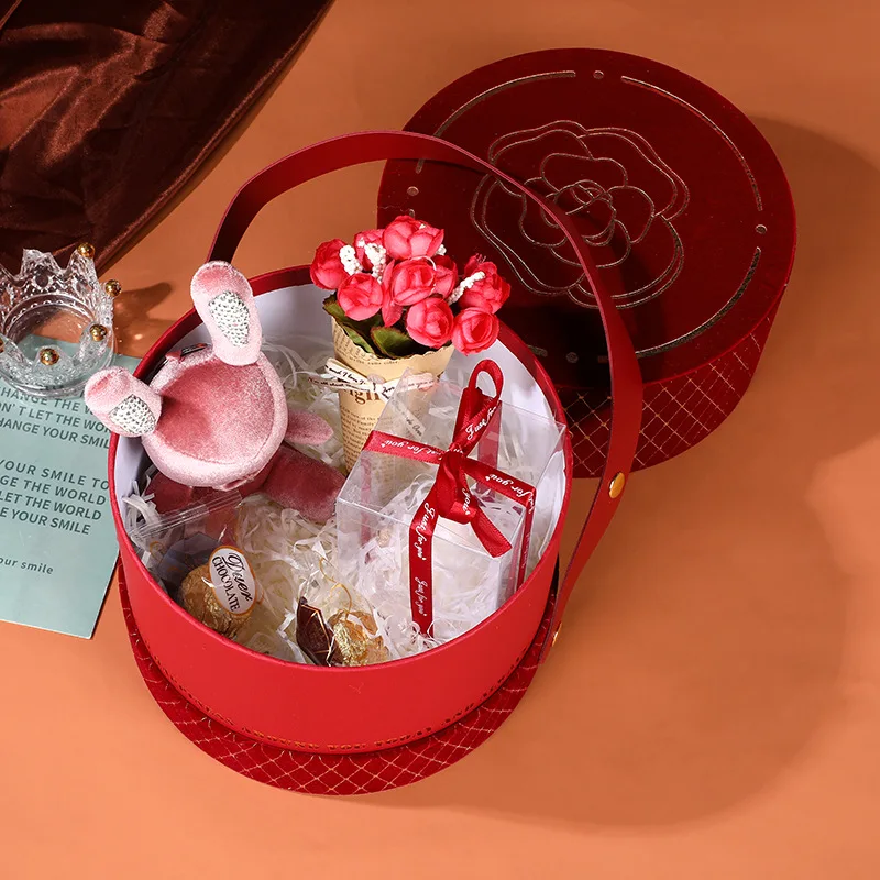 Customized. New Style Camellia Wedding round Boat Festival Box Wedding Velvet Wedding Candies Box Bri