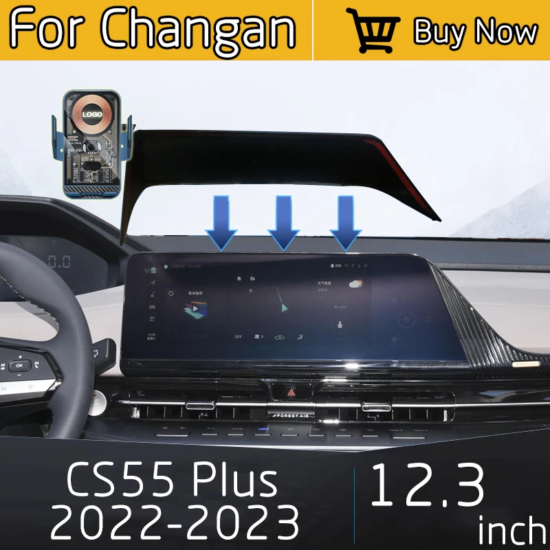 Cargador inalámbrico para coche Changan CS55 Plus 2022-2023, soporte para Sensor de navegación GPS y teléfono móvil, pantalla de 12,3 pulgadas, Base fija