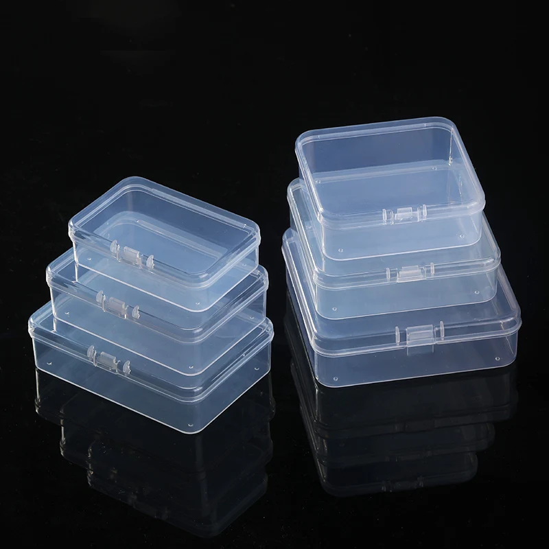 Small Transparent Storage Box Rectangle Plastic Container Jewelry Earrings Organizer Storage Case Beads organizer Packaging Box